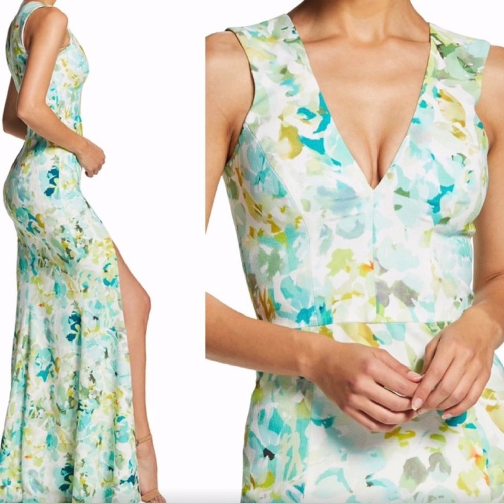 NWT Dress the population Sandra watercolor gown